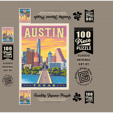 Austin, Texas: Sunset, Vintage Poster 100 Jigsaw Puzzle box 3D Modell