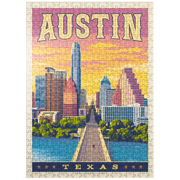 puzzleplate Austin, Texas: Sunset, Vintage Poster 500 Jigsaw Puzzle