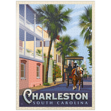 puzzleplate Charleston, SC: Street Scene, Vintage Poster 1000 Jigsaw Puzzle