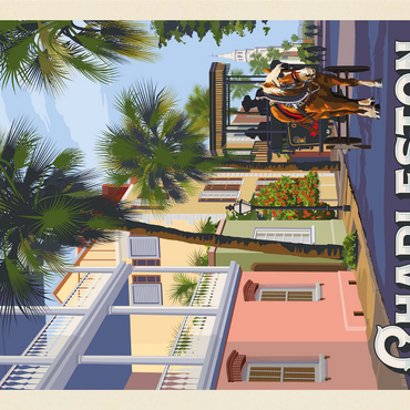 Charleston, SC: Street Scene, Vintage Poster 1000 Jigsaw Puzzle 3D Modell