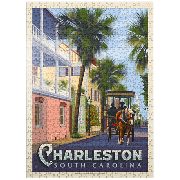 puzzleplate Charleston, SC: Street Scene, Vintage Poster 500 Jigsaw Puzzle