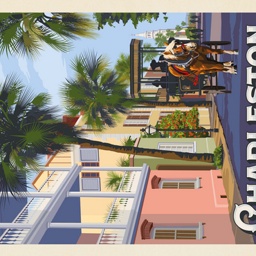 Charleston, SC: Street Scene, Vintage Poster 500 Jigsaw Puzzle 3D Modell