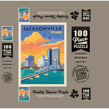 Jacksonville, FL, Vintage Poster 100 Jigsaw Puzzle box 3D Modell