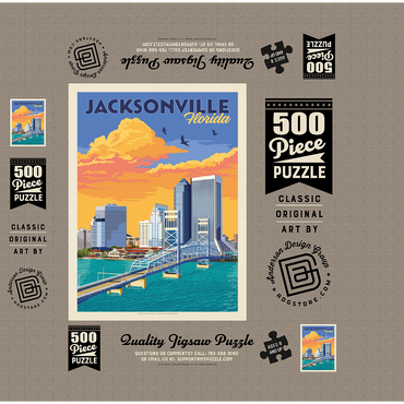 Jacksonville, FL, Vintage Poster 500 Jigsaw Puzzle box 3D Modell