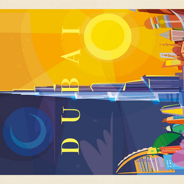 Dubai (Mod Design), Vintage Poster 1000 Jigsaw Puzzle 3D Modell