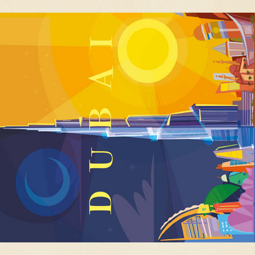 Dubai (Mod Design), Vintage Poster 100 Jigsaw Puzzle 3D Modell