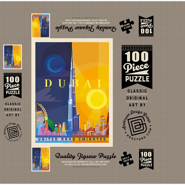 Dubai (Mod Design), Vintage Poster 100 Jigsaw Puzzle box 3D Modell