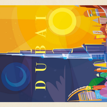 Dubai (Mod Design), Vintage Poster 500 Jigsaw Puzzle 3D Modell