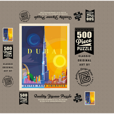 Dubai (Mod Design), Vintage Poster 500 Jigsaw Puzzle box 3D Modell