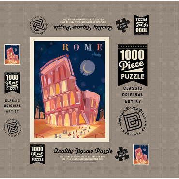 Italy, Rome: Colosseum (Mod Design), Vintage Poster 1000 Jigsaw Puzzle box 3D Modell