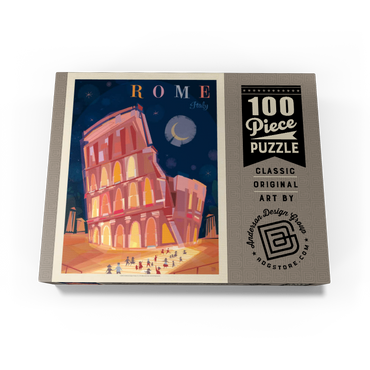 Italy, Rome: Colosseum (Mod Design), Vintage Poster 100 Jigsaw Puzzle box view3