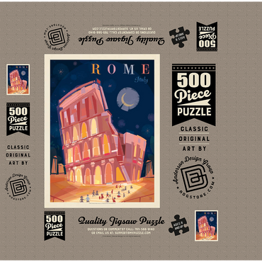 Italy, Rome: Colosseum (Mod Design), Vintage Poster 500 Jigsaw Puzzle box 3D Modell