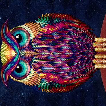 Colorful Geometric Owl on Starry Night 1000 Jigsaw Puzzle 3D Modell