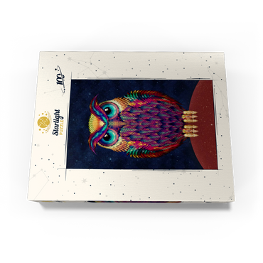 Colorful Geometric Owl on Starry Night 100 Jigsaw Puzzle box view3
