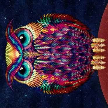 Colorful Geometric Owl on Starry Night 100 Jigsaw Puzzle 3D Modell