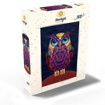 Colorful Geometric Owl on Starry Night 500 Jigsaw Puzzle box view2
