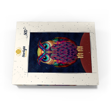 Colorful Geometric Owl on Starry Night 500 Jigsaw Puzzle box view3