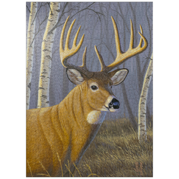 puzzleplate Majestic White-Tailed Deer in Birch Forest 1000 Jigsaw Puzzle