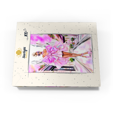 Glamorous Fashion Illustration with Pink Bow 100 Jigsaw Puzzle box view3