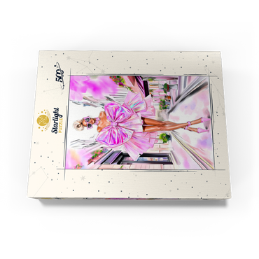 Glamorous Fashion Illustration with Pink Bow 500 Jigsaw Puzzle box view3
