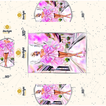 Glamorous Fashion Illustration with Pink Bow 500 Jigsaw Puzzle box 3D Modell