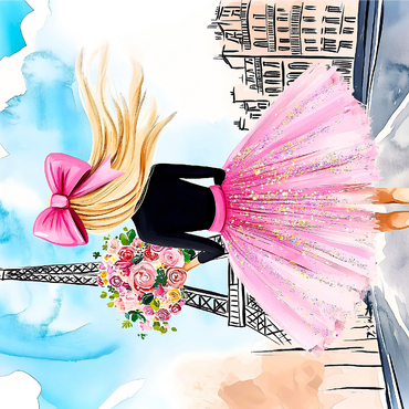 Romantic Parisian Scene with Eiffel Tower 1000 Jigsaw Puzzle 3D Modell