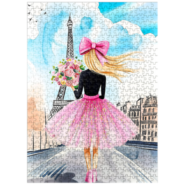 puzzleplate Romantic Parisian Scene with Eiffel Tower 500 Jigsaw Puzzle