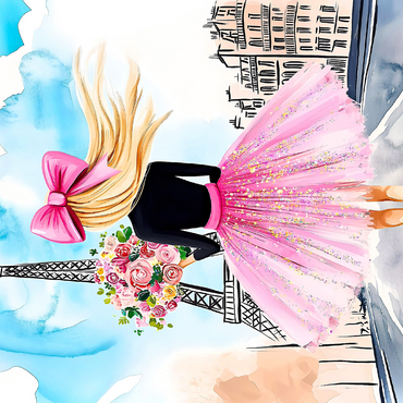 Romantic Parisian Scene with Eiffel Tower 500 Jigsaw Puzzle 3D Modell