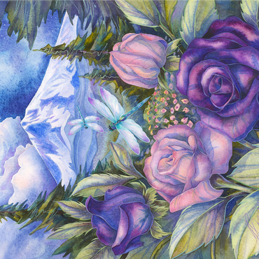 Dragonflies with Roses and Mountain View 1000 Jigsaw Puzzle 3D Modell