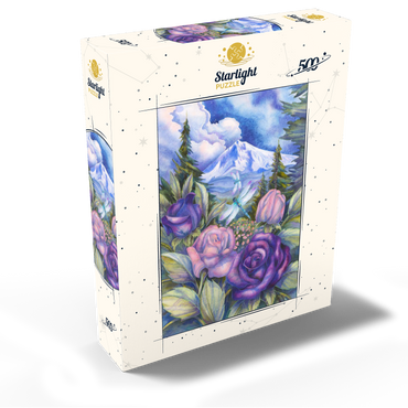 Dragonflies with Roses and Mountain View 500 Jigsaw Puzzle box view2