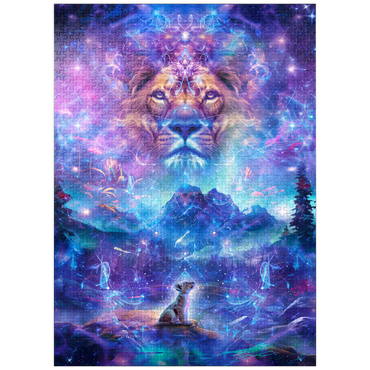 puzzleplate Cosmic Lion and Cub with Starry Landscape 1000 Jigsaw Puzzle