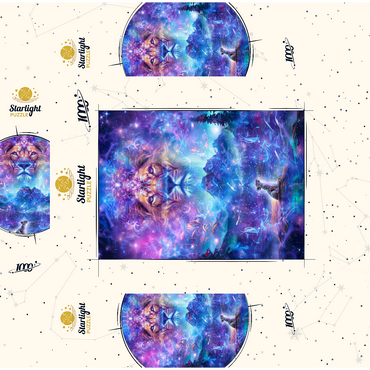 Cosmic Lion and Cub with Starry Landscape 1000 Jigsaw Puzzle box 3D Modell