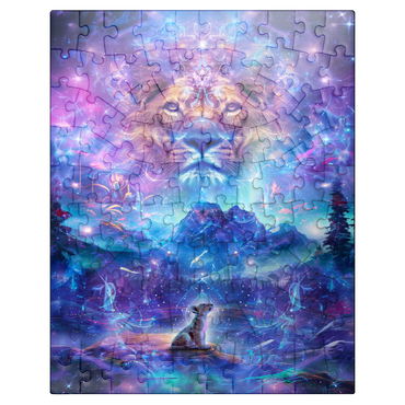 puzzleplate Cosmic Lion and Cub with Starry Landscape 100 Jigsaw Puzzle