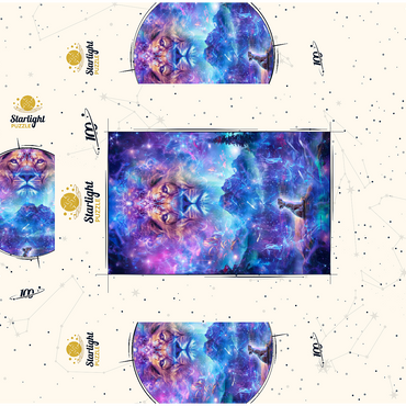 Cosmic Lion and Cub with Starry Landscape 100 Jigsaw Puzzle box 3D Modell