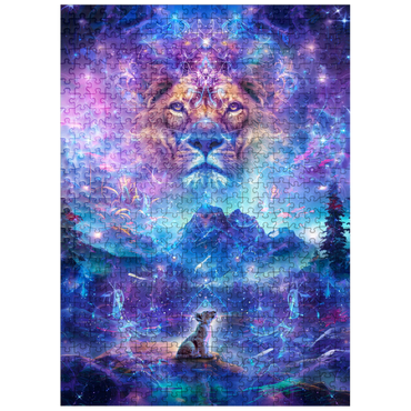 puzzleplate Cosmic Lion and Cub with Starry Landscape 500 Jigsaw Puzzle