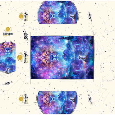Cosmic Lion and Cub with Starry Landscape 500 Jigsaw Puzzle box 3D Modell