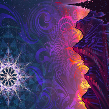 Mystical Night Sky Over Mountain Peaks 1000 Jigsaw Puzzle 3D Modell