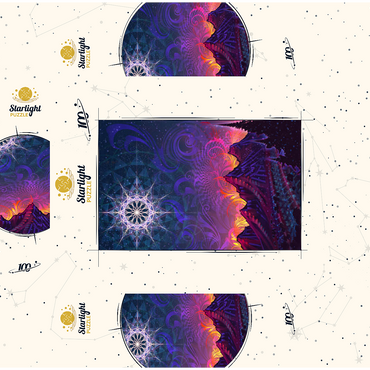 Mystical Night Sky Over Mountain Peaks 100 Jigsaw Puzzle box 3D Modell