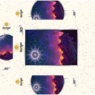 Mystical Night Sky Over Mountain Peaks 500 Jigsaw Puzzle box 3D Modell