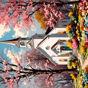 Charming Country Church in Spring Bloom 100 Jigsaw Puzzle 3D Modell