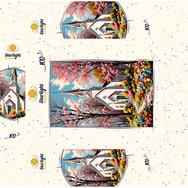 Charming Country Church in Spring Bloom 100 Jigsaw Puzzle box 3D Modell