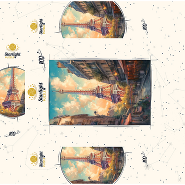 Eiffel Tower at Sunset in Paris 100 Jigsaw Puzzle box 3D Modell