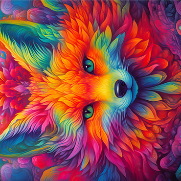 Vibrant Psychedelic Fox Portrait 1000 Jigsaw Puzzle 3D Modell
