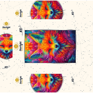 Vibrant Psychedelic Fox Portrait 100 Jigsaw Puzzle box 3D Modell