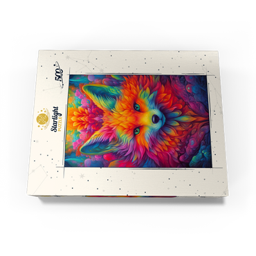 Vibrant Psychedelic Fox Portrait 500 Jigsaw Puzzle box view3