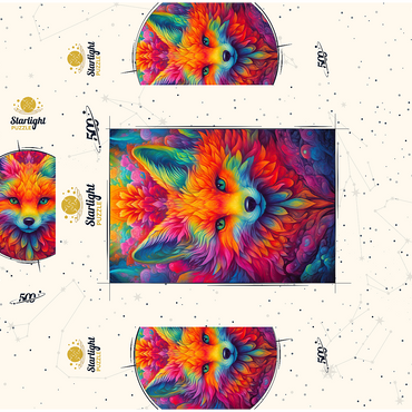 Vibrant Psychedelic Fox Portrait 500 Jigsaw Puzzle box 3D Modell