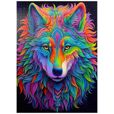 puzzleplate Vibrant Psychedelic Wolf Portrait 1000 Jigsaw Puzzle