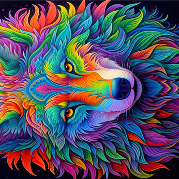 Vibrant Psychedelic Wolf Portrait 1000 Jigsaw Puzzle 3D Modell