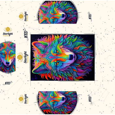 Vibrant Psychedelic Wolf Portrait 1000 Jigsaw Puzzle box 3D Modell