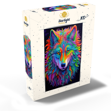 Vibrant Psychedelic Wolf Portrait 100 Jigsaw Puzzle box view2